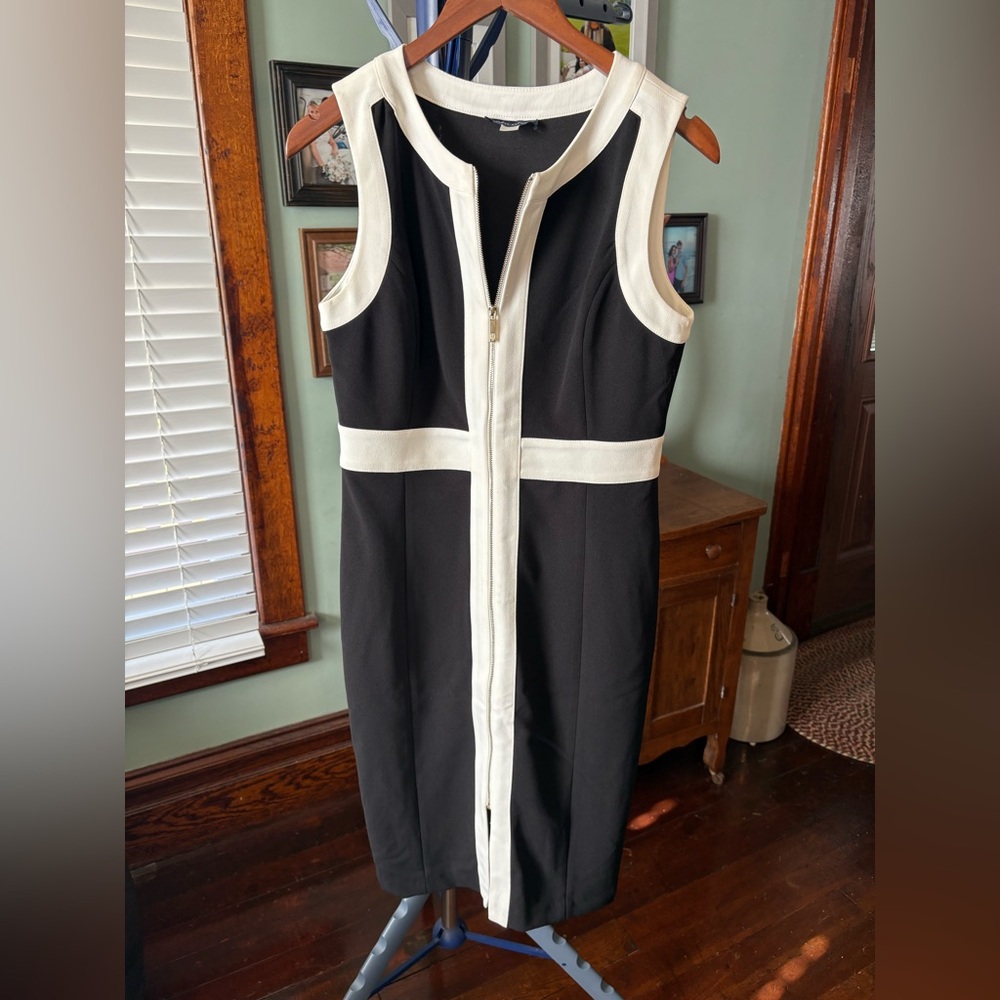 Tommy Hilfiger Black and Cream Midi Dress